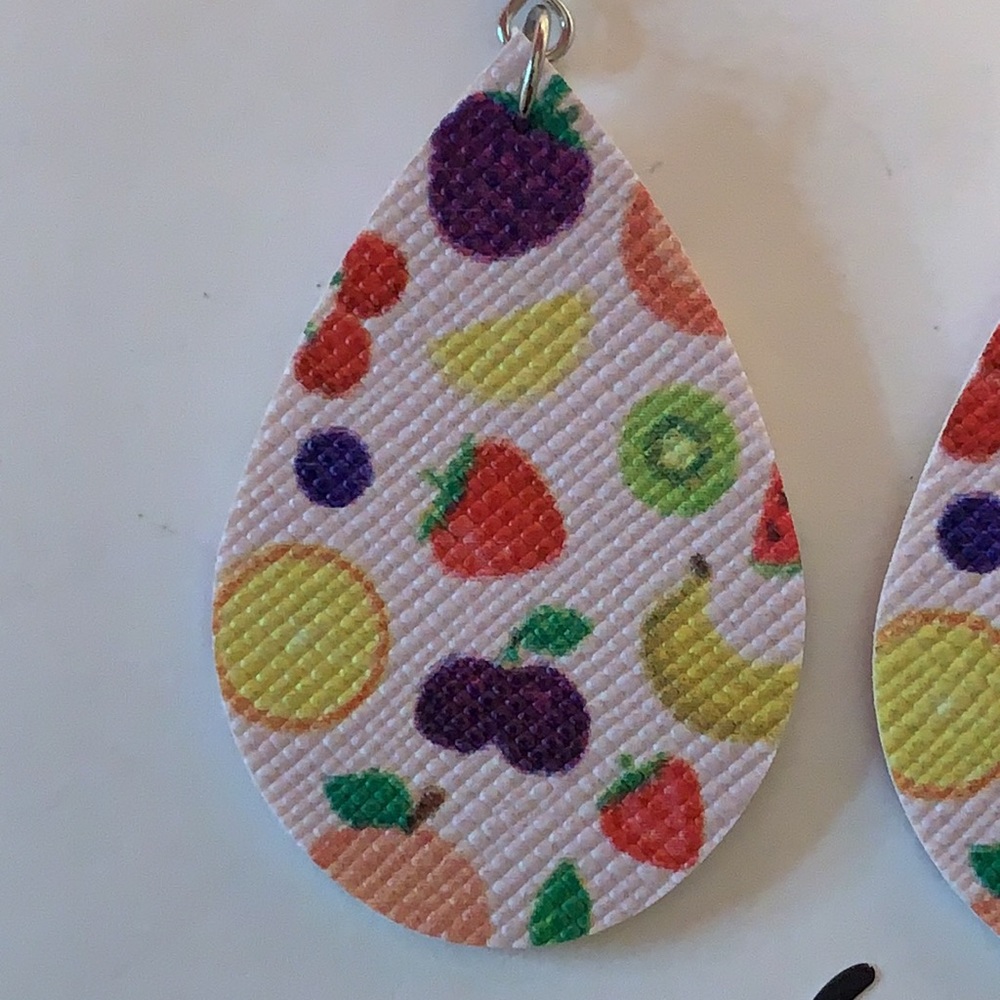 Mini Faux Leather Teardrop Earrings - Picture 3 of 5
